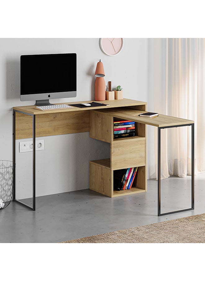 Mourah Home - Mourah Badau Working Table With Storage - Oak - 2 Years Warranty - Image 1
