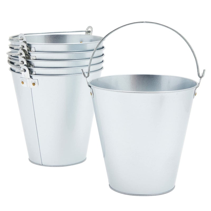 Juvale 6Pack Large Galvanized Bucket for Party  Metal Tin Ice Pail with Handles for Beer Wine Champagne Centerpieces 100 oz 7 Inch