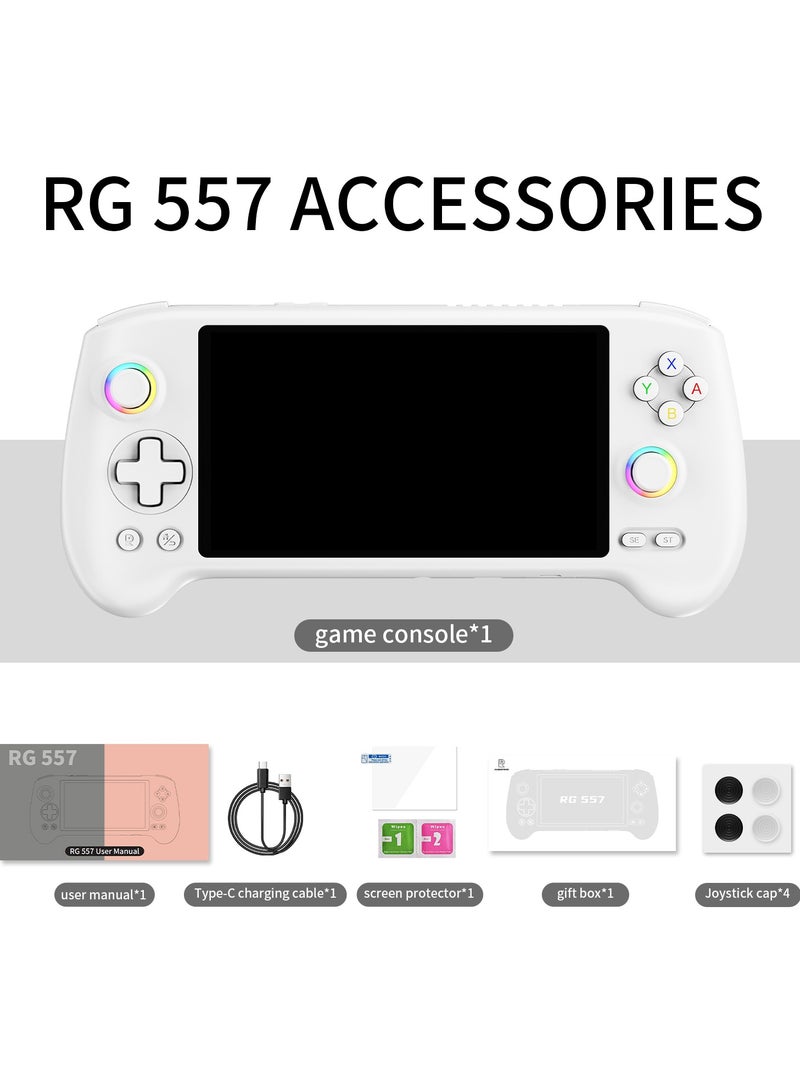 ANBERNIC  RG557 Retro Handheld Game Android 14 5.48" AMOLED Touch Screen Dimensity 8300 12GB RAM 256GB Storage WiFi 6E BT 5.3 Hall Rocker RGB 5500mAh 27W Fast Charge DP Multi-Emulator(White)  - Image 1