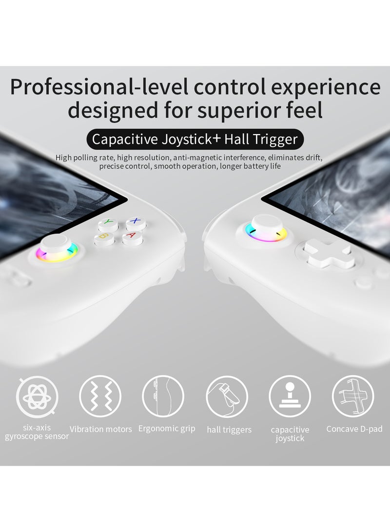 ANBERNIC  RG557 Retro Handheld Game Android 14 5.48" AMOLED Touch Screen Dimensity 8300 12GB RAM 256GB Storage WiFi 6E BT 5.3 Hall Rocker RGB 5500mAh 27W Fast Charge DP Multi-Emulator(White)  - Image 5