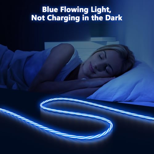 MTAKYI 3-in-1 LED Light Up Flowing Multi iPhone Charger Cable,Lightning/Type C/Micro USB Car RGB Glowing Connector Cord for Apple iPhone 15/14/13/12/11 Pro Max/XR/XS/SE,iPad/Android/Samsung(6.6FT/2M Blue) - Image 4