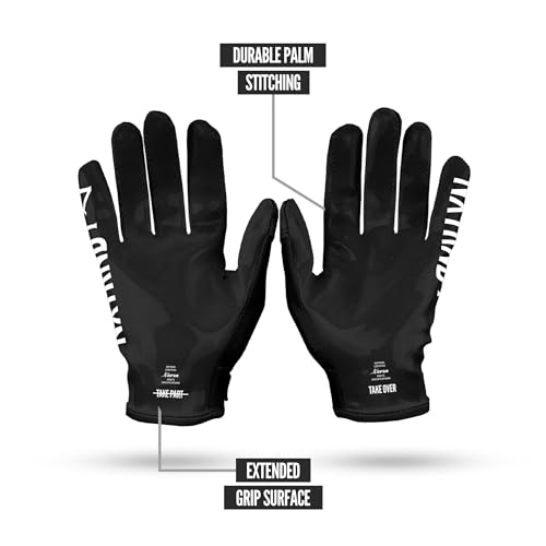 NXT NXTRND Nxtrnd G1 Youth Football Gloves, Kids Sticky Receiver Gloves (Black, Youth Large) - Image 5