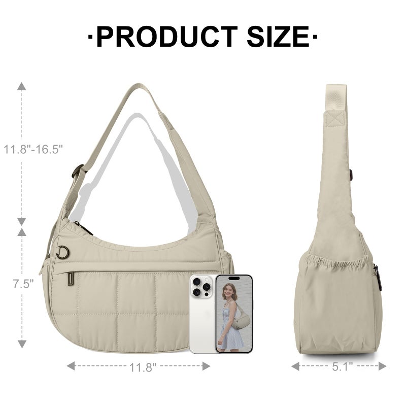 GASSDA Shoulder Bag for Women Small Puffer Purses Crescent Bag Hobo Handbags with Adjustable Strap for Daily - Image 3
