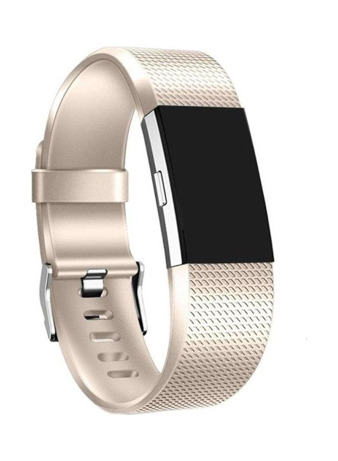 NIBEMINENT Checkered Metal Watch Band For FITBIT Charge 2 Gold - Image 1