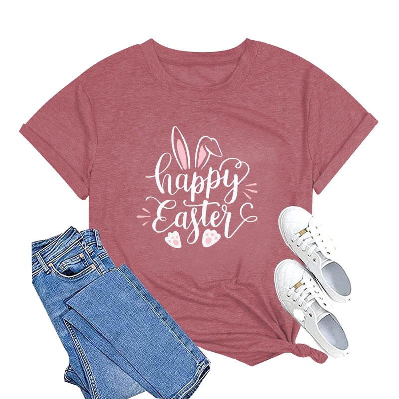 Grezea Happy Easter Shirt for Women:Funny Easter Bunny Gnome Graphic T-Shirt - Image 1
