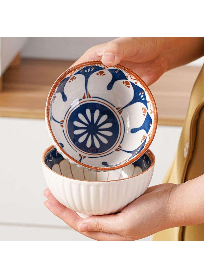 بي- بلس إنترناشونال وعاء بورسلين من بي بلس إنترناشونال، أوعية سيراميك، على الطراز الياباني، أوعية أرز/حبوب بورسلين للمطبخ، مجموعة أوعية حبوب، أوعية حساء، مجموعة هدايا أوعية على الطراز الياباني (مجموعة من 4 قطع، بنمط عشوائي) - Image 4