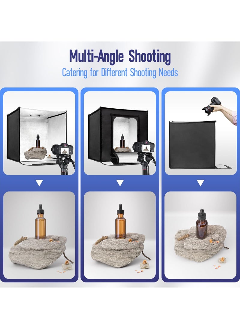 XiuWoo Foldable USB Light Box Photography, 40CM  Large Photo Studio Light Box, Professional Dimmable Photo Booth with 5 Backdrops for Jewelry and Food Items Product Photography  - Image 4