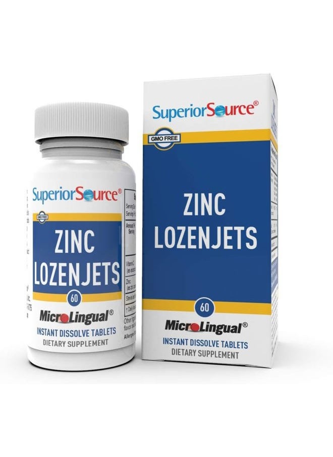 Superior Source Zinc Lozenjets - Immune System Support Supplement - Trace Mineral Supplement Aids Systems & Functions - Zinc Supplement for Women & Men - 60 Instant Dissolve Tablets  - Image 1