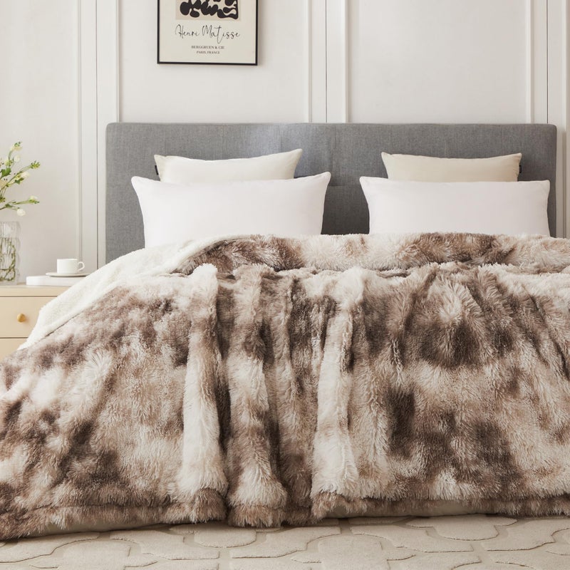 Coova Ultra Soft Faux Fur Throw Blanket - Fuzzy Fluffy Cozy Microfiber Blankets  Warm Thick Plush Sherpa Fleece Throw Blanket For Couch Bed Sofa Ideal Gift For Women.(Tie Dye Brown  50""X60"") - Image 5