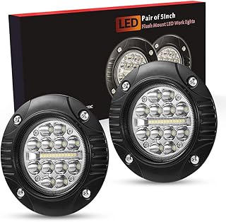 BUNKER INDUST BUNKER INDUST Flush Mount Led Pods 5 Inch LED Truck Work Light Bar 1Pair 48W Driving Bumper lights Flood Spot Combo Off  - Image 1