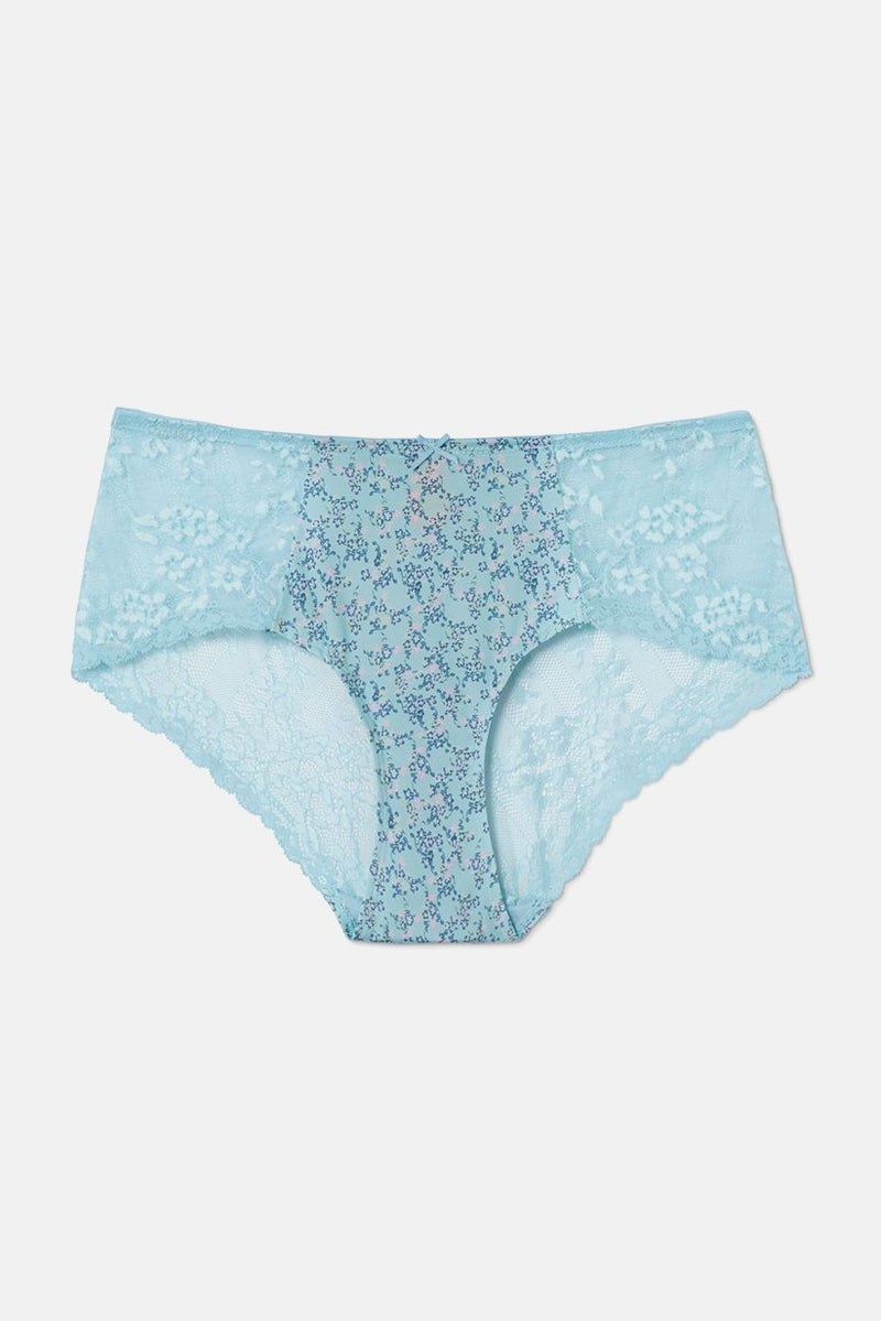 Women Textured Lace Panty, Turquoise