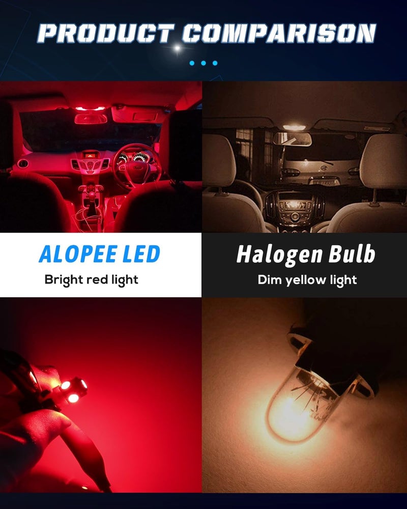 Alopee 30 Pack Led 194 Bulb Red 5050 Chips 5SMD W5W Bulb, DC 12V C194 Led Replacement for T10 158 168 193 198 2825 Car Interior Dome Light Map Light Trunk Light - Image 5