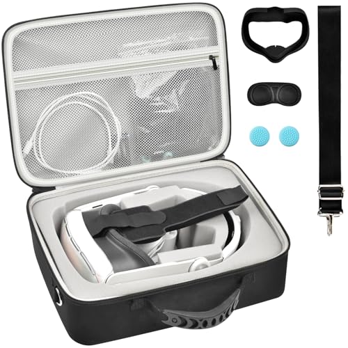 PAIYULE Carrying Case for Meta for Quest 3 3s for Oculus Quest 2 Virtual Reality HeadsetTouch ControllersElite Strap VR2 Accessories with Silicone Face Cover Lens ProtectorGreyNo Device - Image 1