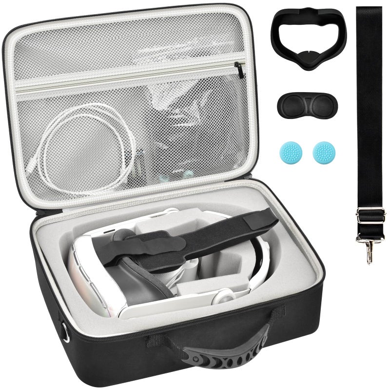 PAIYULE Carrying Case for Meta for Quest 3 3s for Oculus Quest 2 Virtual Reality HeadsetTouch ControllersElite Strap VR2 Accessories with Silicone Face Cover Lens ProtectorGreyNo Device - Image 2