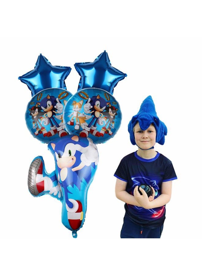 Party Nice 5 pcs Balloons for Sonic the Hedgehog, Sonic the Hedgehog Supplies, Kids Baby Shower Birthday Decorations - Image 4