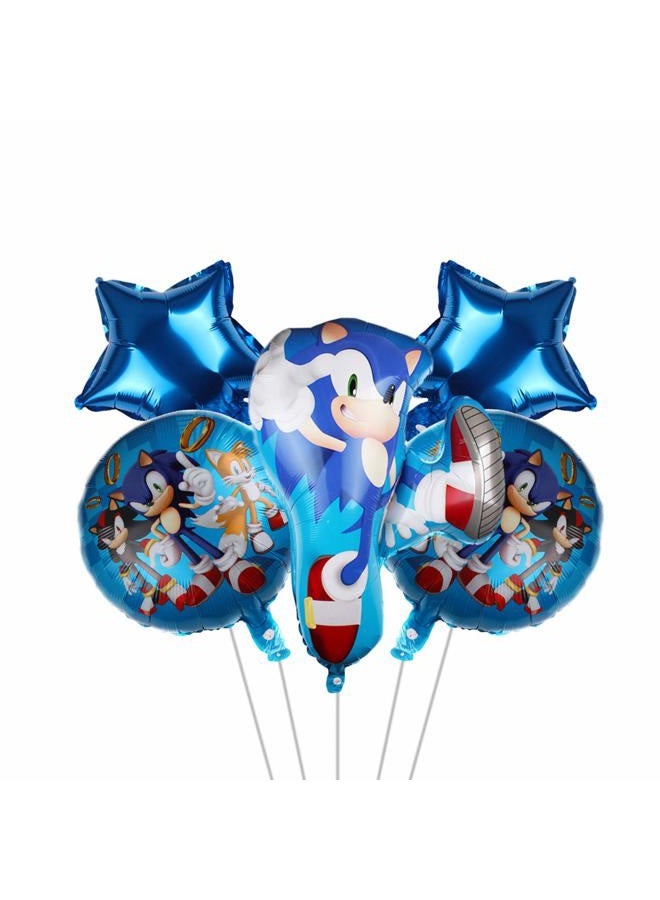 Party Nice 5 pcs Balloons for Sonic the Hedgehog, Sonic the Hedgehog Supplies, Kids Baby Shower Birthday Decorations - Image 1