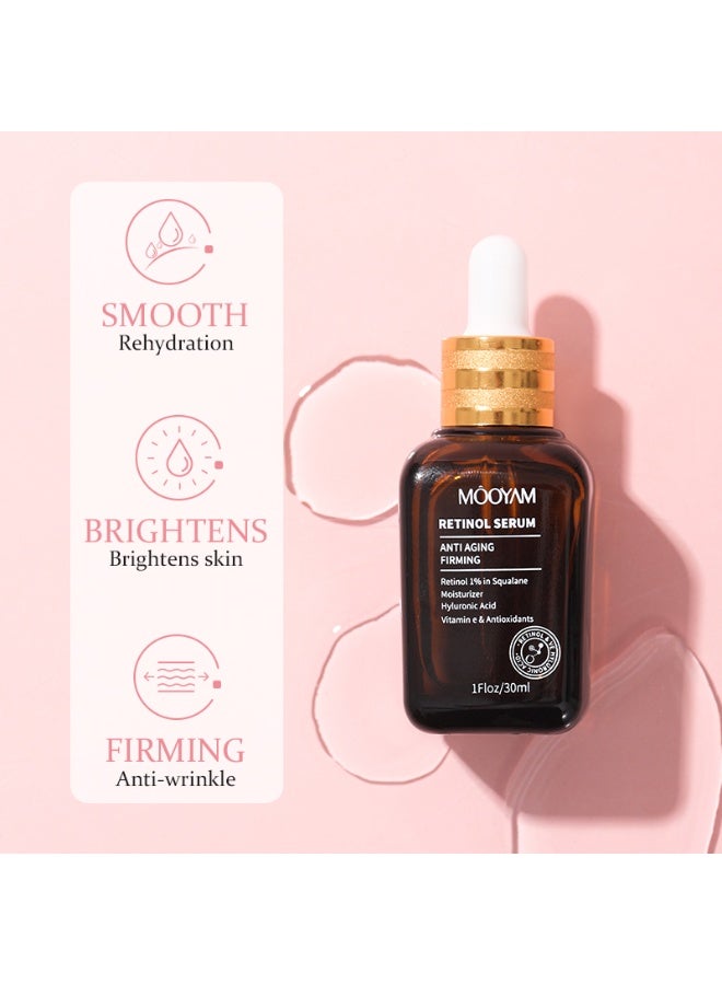 MOOYAM Retinol Serum Wrinkles Anti-Aging, Vitamin E And Antioxidants Hyaluronic Acid Anti-Aging Serum, Reduces Wrinkles, Fine Lines, Age Spots, Sun Spots, Anti Wrinkle Facial Serum 30ml  - Image 3