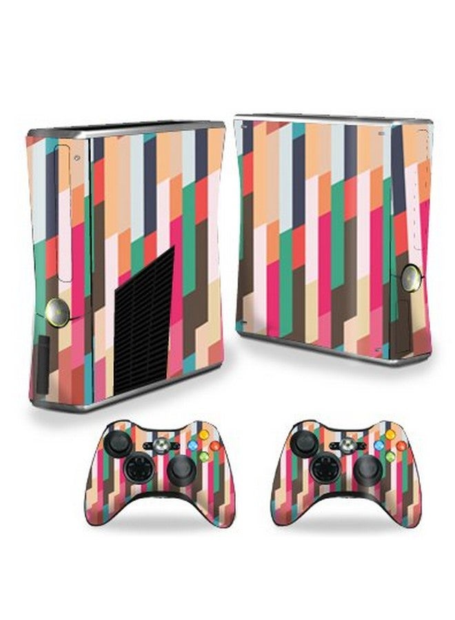 مايتي سكينز غلاف Mightyskins متوافق مع Xbox 360 S Slim + 2 وحدة تحكم، غطاء تغليف ملصق جلود Crazy Stripes - Image 1