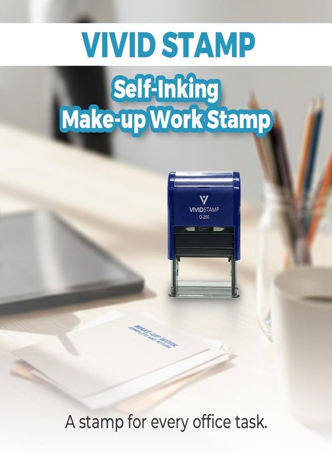 Vivid Stamp Make-Up Work Complete and Return Teacher Self Inking Rubber Stamp (Blue Ink) - Medium - Image 3