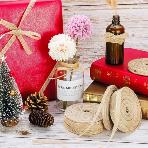 PATPAT® 5 Rolls Jute Burlap Ribbon,3.94 inches Creative Jute Cloth Roll Rope for Craft Ribbons for Gift Wrapping,Event & Wedding Decorations Gift Packing Materials Natural Fabric Roll Craft - Image 4