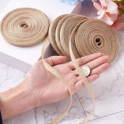 PATPAT® 5 Rolls Jute Burlap Ribbon,3.94 inches Creative Jute Cloth Roll Rope for Craft Ribbons for Gift Wrapping,Event & Wedding Decorations Gift Packing Materials Natural Fabric Roll Craft - Image 5