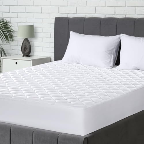Utopia Bedding Quilted Mattress Protector Breathable Mattress Pad Deep Fitted Cover White Small Double  122 x 190  38 cm