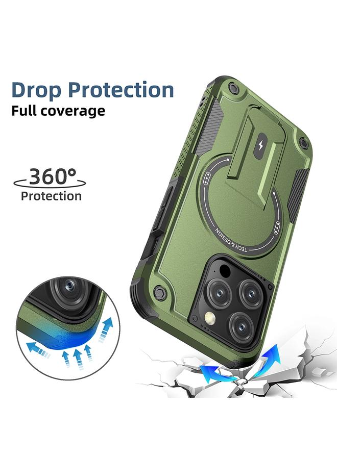 erorex Case For iPhone 12 Pro Max Armor Magsafe Holder PC Hybrid TPU Phone Case - Image 2