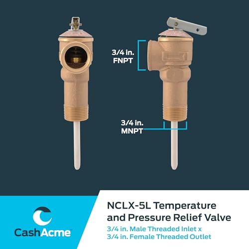 Cash Acme صمام تخفيف الحرارة والضغط Cash Acme 3/4 بوصة NCLX-5L، تركيبات سباكة نحاسية، أنابيب نحاسية وCPVC، 150 PSI، 18821-0150 - Image 5