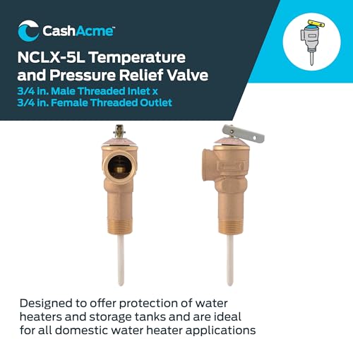 Cash Acme صمام تخفيف الحرارة والضغط Cash Acme 3/4 بوصة NCLX-5L، تركيبات سباكة نحاسية، أنابيب نحاسية وCPVC، 150 PSI، 18821-0150 - Image 2