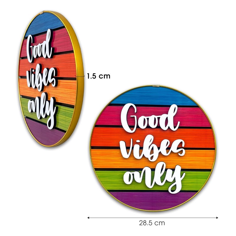 IT2M Wooden Framed Good Vibes Only Decorative Wall Plate for Home Décor | Wall Décor Items | Home Decoration (IT3DR3) - Image 2