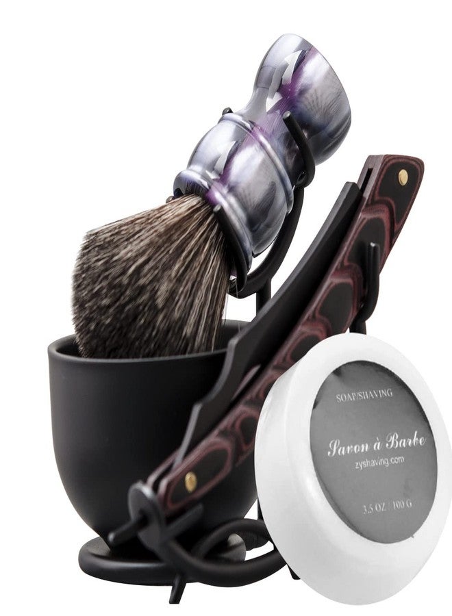 Grandslam Shaving Kit - Straight Razor, Leather Strop, Bowl & Stand, Shaving Brush, Soap - Gift for Men - Image 2