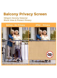Generic Balcony Screen Privacy Fence Cover 3' x 16.5' Sand Fence Netting Mesh Shade Cloth Fabric UV Protection for Apartment Balcony Railing Porch Outdoor  - Image 2
