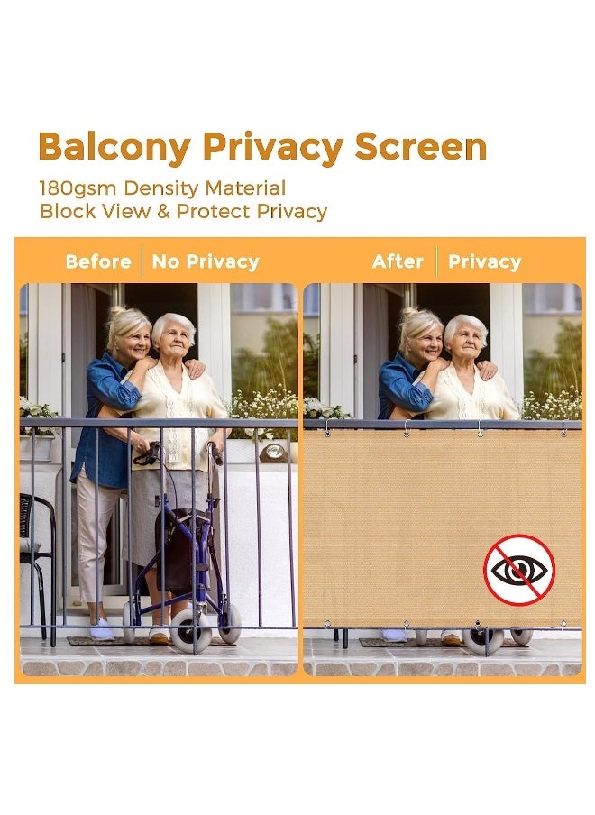 Generic Balcony Screen Privacy Fence Cover 3' x 16.5' Sand Fence Netting Mesh Shade Cloth Fabric UV Protection for Apartment Balcony Railing Porch Outdoor  - Image 2