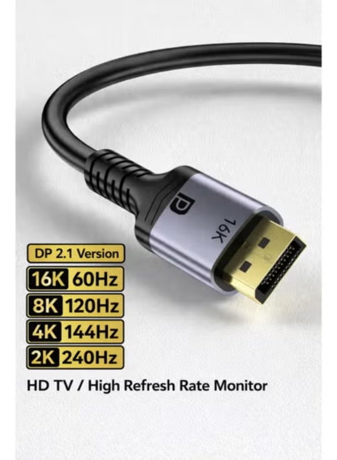 slendorlife DisplayPort 2.1 Cable 1M | DP 2.1 Cable | 80Gbps 16K@60Hz 8K@120Hz 4K@144Hz 2K@240Hz HDR | High Speed Gaming Cable for Monitor Laptop GPU PC TV - Image 1