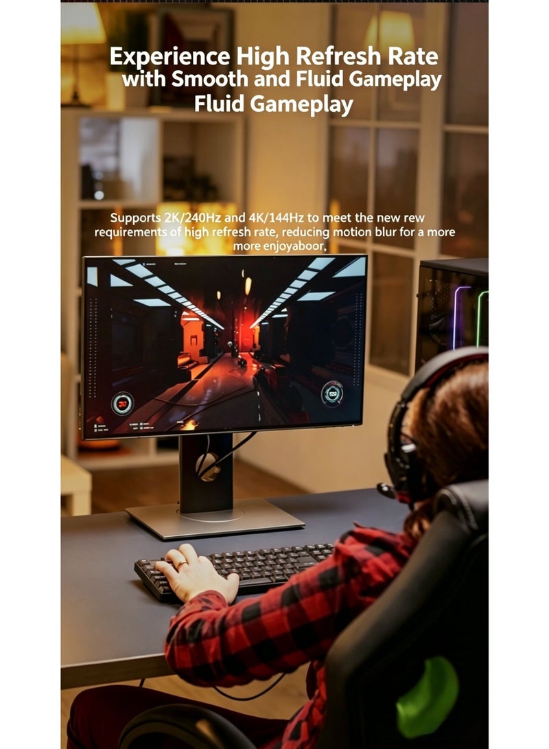 slendorlife DisplayPort 2.1 Cable 1M | DP 2.1 Cable | 80Gbps 16K@60Hz 8K@120Hz 4K@144Hz 2K@240Hz HDR | High Speed Gaming Cable for Monitor Laptop GPU PC TV - Image 4