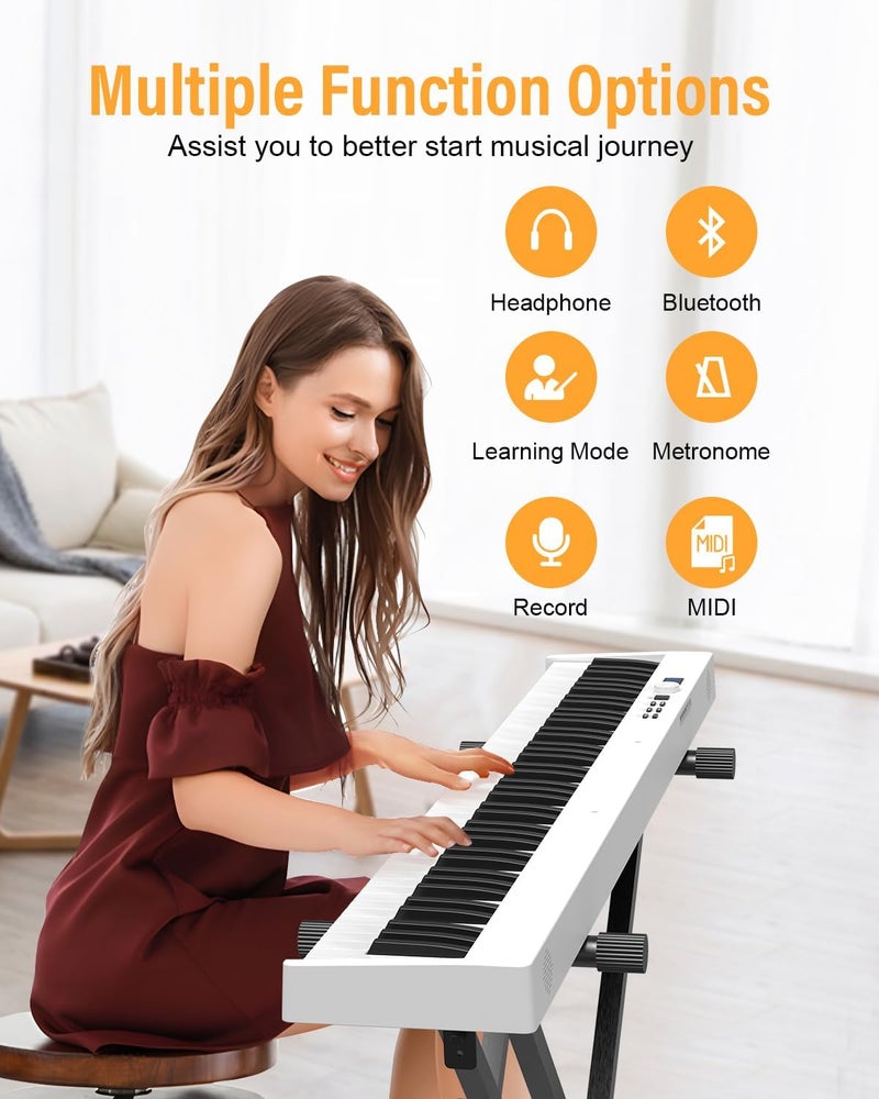 KONIX Folding Piano Keyboard Bundle 61 Key Roll Up Piano - Image 4