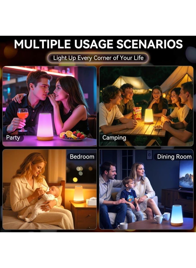 LED مصباح جنب السرير الليل ضوء اللمس والتحكم عن بعد سطح الطاولة القابل للتخفيف 13 ألوان تغيير 5 سطوع قابل للتعديل قابل للشحن مصباح محمول للأطفال الأطفال غرفة النوم غرفة المعيشة التخييم في الهواء الطلق - Image 5