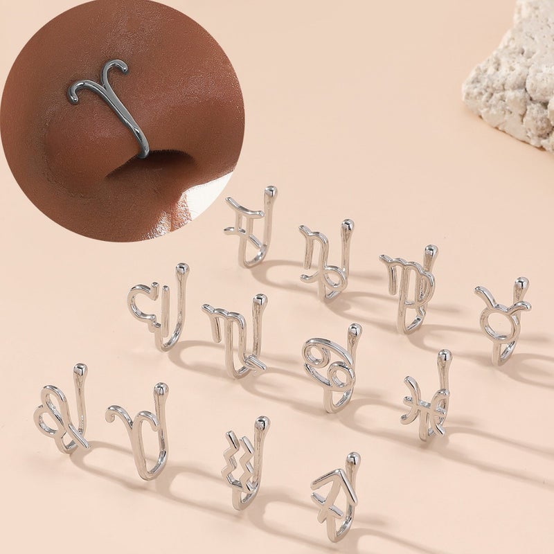 Best Selling Creative Non-Perforated U-Shaped Nose Clip Female Non-Perforated Twelve Constellation Nose Ring Puncture Jewelry - Image 2