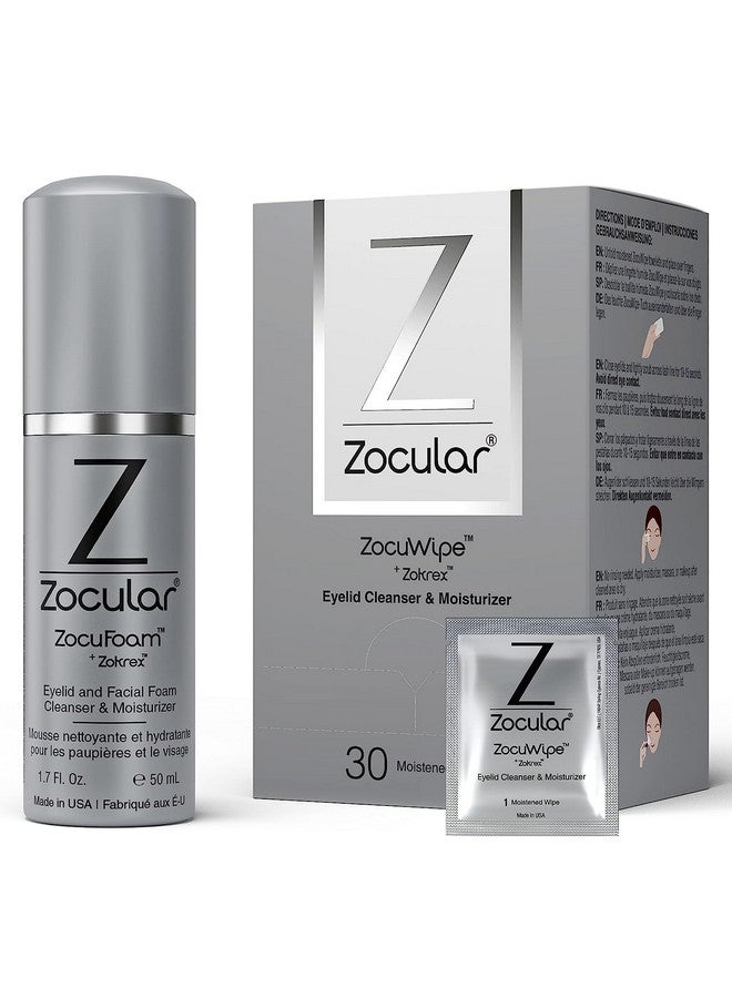 Zocular Zocufoam Eyelid Cleanser And Zocuwipe Eyelid Wipes Bundle Eye Care For Dry And Irritated Eyes 30 Ct - Image 1
