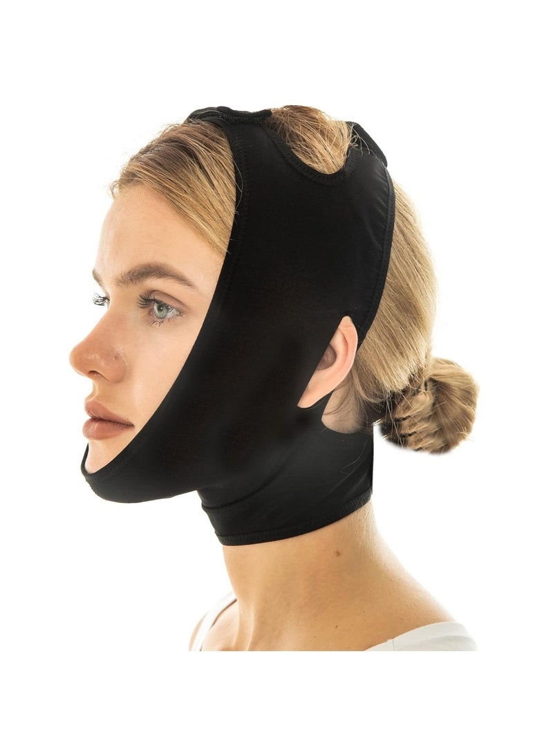 YelaJoy Post Surgical Chin Strap Bandage for Women - Neck and Chin Compression Garment Wrap - Face Slimmer, Jowl Tightening, Chin Lifting (Black) - Image 1