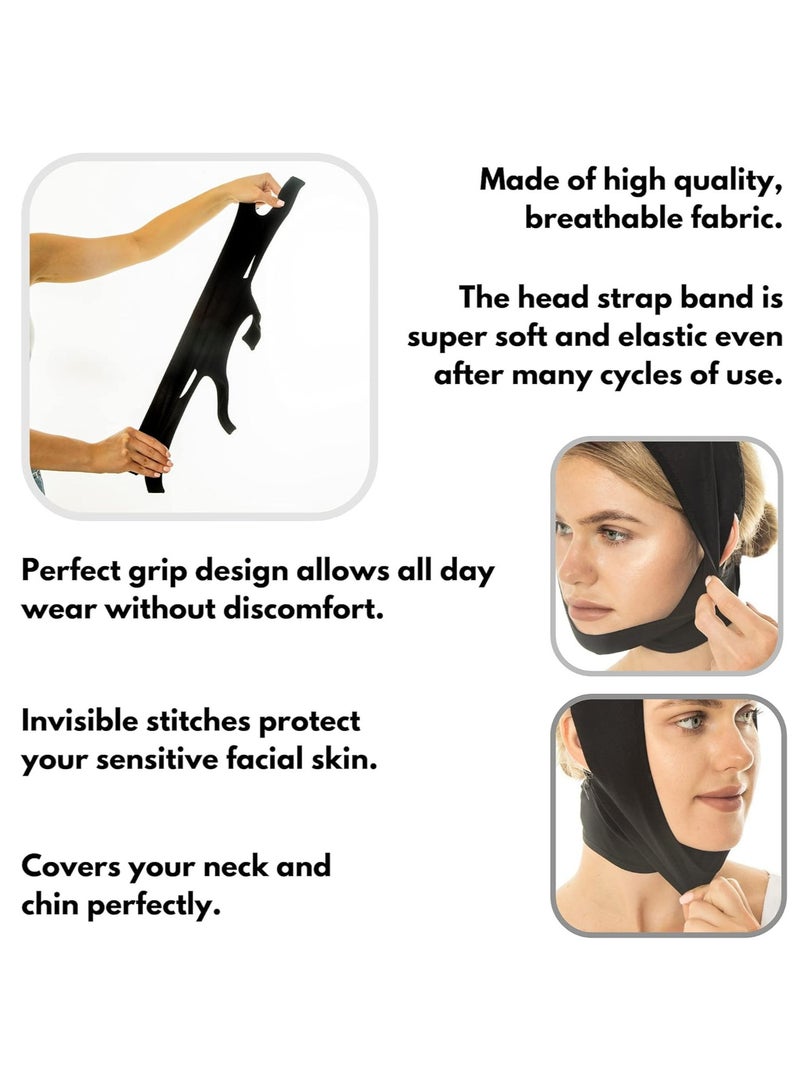 YelaJoy Post Surgical Chin Strap Bandage for Women - Neck and Chin Compression Garment Wrap - Face Slimmer, Jowl Tightening, Chin Lifting (Black) - Image 3
