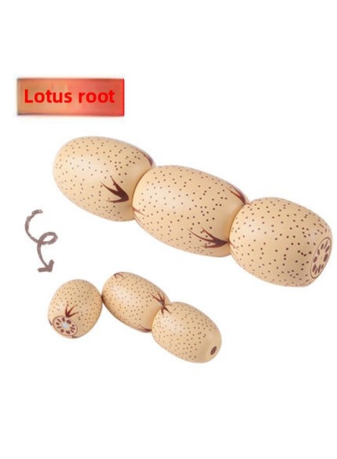 Yiwang Vegetables Cut To See Children's Wooden Toys Play House Magnetic Cut To Play Toys Sold Alone-Color:3 Knots Of Large Lotus Root  - Image 1