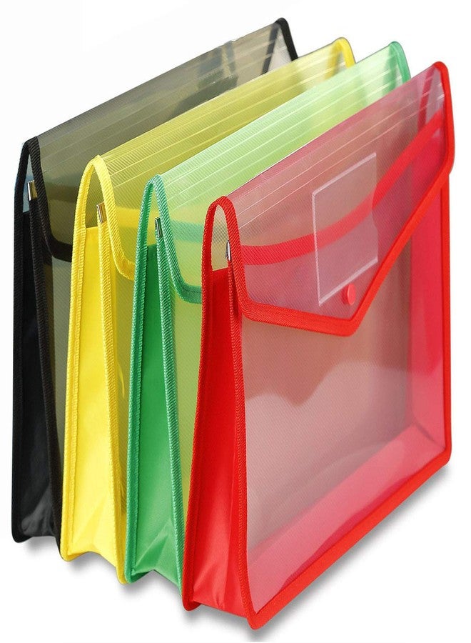 GreatDio Transparent Poly-Plastic A4 Documents File Storage Envelope Folder Bag with Snap Button -Set of 4 - Image 1