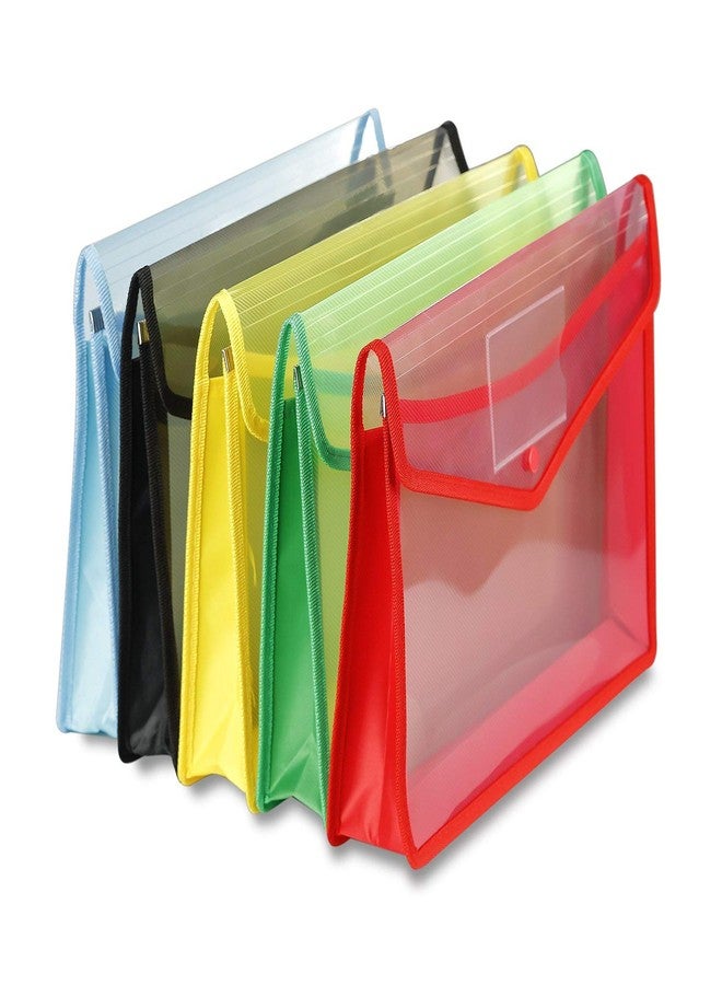 GreatDio Transparent Poly-Plastic A4 Documents File Storage Envelope Folder Bag with Snap Button -Set of 4 - Image 3