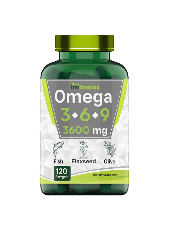 tnvitamins Triple Omega 3◆ 6◆ 9: 3600mg x 120 Softgels | Omega Essential Fatty Acids from Fish Oil (EPA & DHA), Flaxseed Oil (ALA & LA), & Olive Oil (OA) | Omega 3-6-9 Supplement for Women & Men | Non-GMO - Image 1