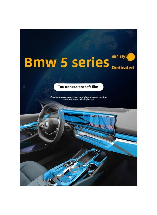Generic - Suitable For 24 BMW 5 Series 530Li Special Interior Film I5 Central Control Screen Protective Film Instrument Panel Film Modification-Color:24 Bmw 5 Series Li/bmw I5_grade Tpu Soft Membranes - Image 1