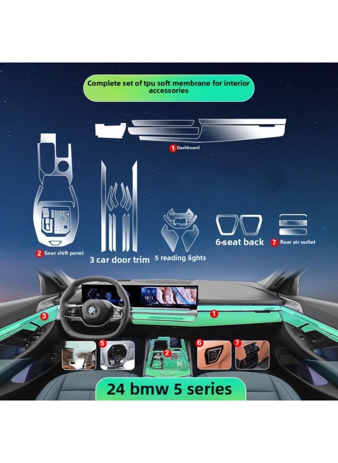 Generic - Suitable For 24 BMW 5 Series 530Li Special Interior Film I5 Central Control Screen Protective Film Instrument Panel Film Modification-Color:24 Bmw 5 Series Li/bmw I5_grade Tpu Soft Membranes - Image 1
