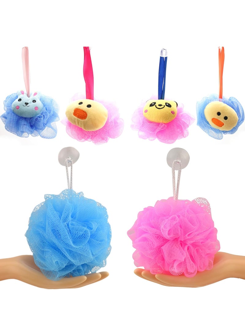 Star - Star Brand Long Lasting Bath Sponge 6 Counts | 60g Heavy Bath Mesh Pouf with Suction Cup | Big Shower Sponge and Loofahs | Holding Up Bathing Exfoliator and Body Scrubber - Image 1