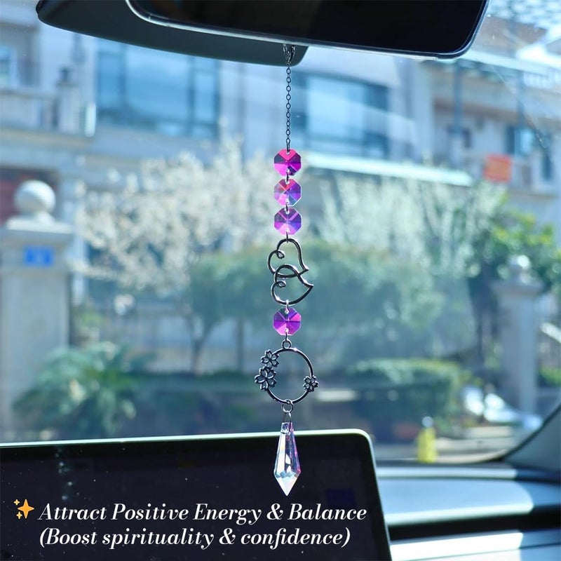 HASTHIP® 4Pcs Suncatcher Charm Room Decor, 34CM Sparkling Shining Crystal Sun Moon String Charm Hanging Ornament Wind Chime Suncatcher Charm for Door, Room, Gift - Image 5