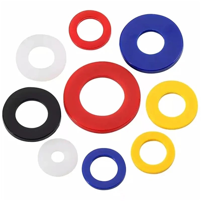 Faucet Washers 200pcs Multiple Colors Nylon Flat Spacer Plastic Washer O-Ring Screw Gasket Insulation Spacer M2~m20(Blue,M5x10x1mm) - Image 5